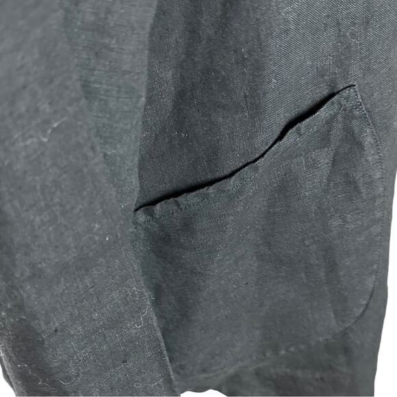 Fresh Produce 100% Linen Black Tunic Top Pockets Split Neck LagenLook Small NWT - Picture 4 of 8